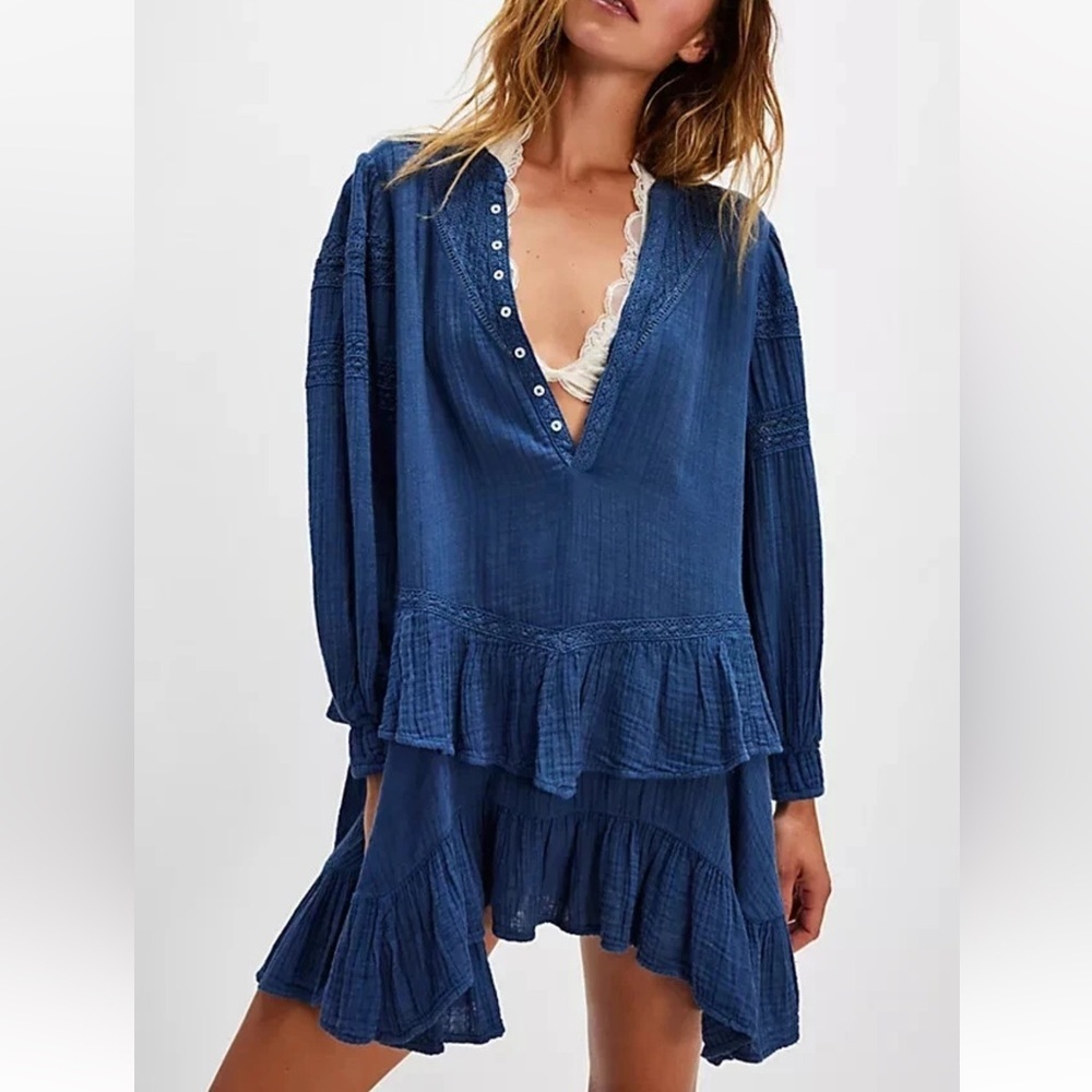 NWOT Free People Sachi Mini Dress Blue
